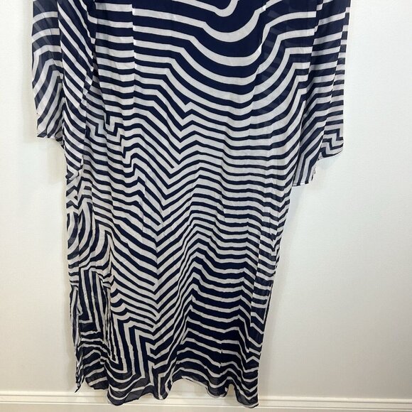 Soft Surroundings Size Large Deco Dress Blue White Striped W/ Slip Lining 2DC89 - Picture 10 of 11